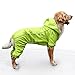 EVELOVE Dog Rain Jacket Four-Legged Dog Raincoat Waterproof Clothes Hood Poncho with Safe Reflective Stripes for Small Medium Large Pet (XL, Green)