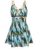 Nonwe Women's Floral Print Backless Shaping Body One Piece Swimwear Swimdress