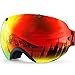 ZIONOR XA Ski Snowboard Snow Goggles for Men Women Anti-fog UV Protection Spherical Dual Lens Design (VLT 25.4% Black Frame Revo Red Lens)