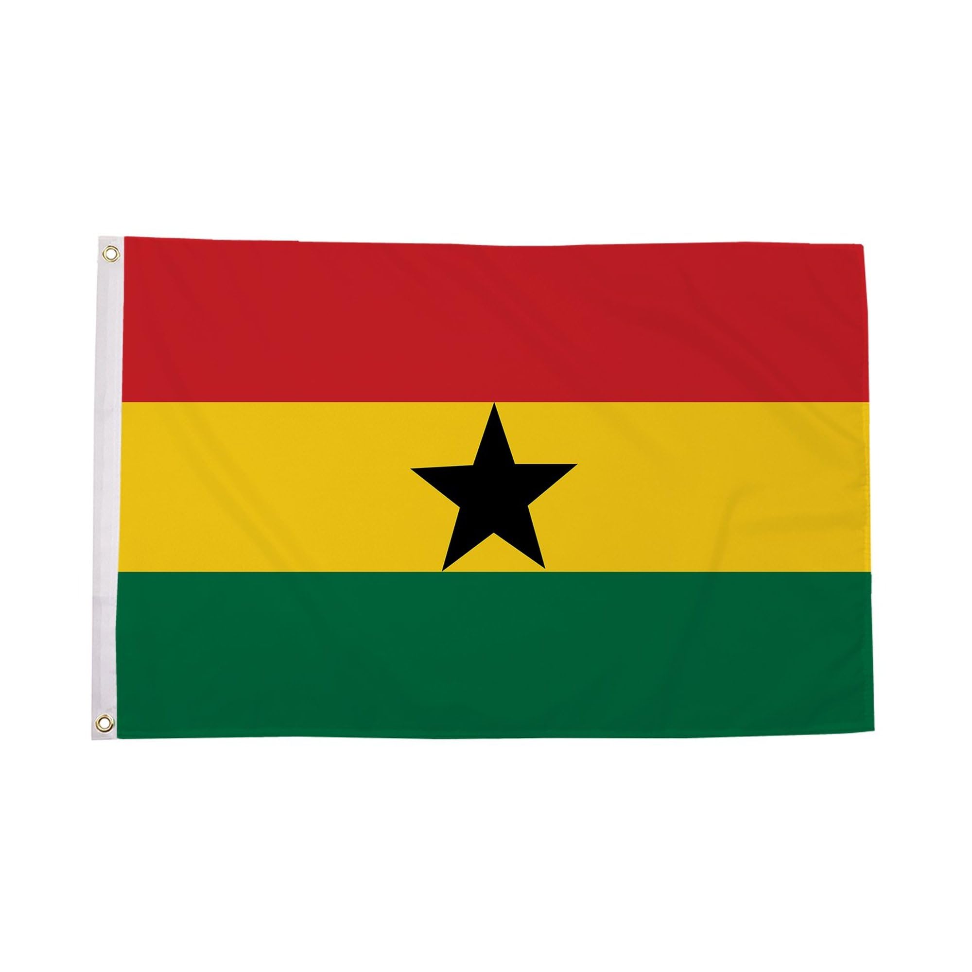 Flagtex Ghana Flag 5ft x 3ft National Flag Red Yellow Green with Black Star Premium Quality Polyester Double Stitched Brass Grommets 150cm x 90cm Indoor Outdoor African Banner — image 1
