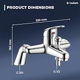 VeeBath Egham Bath Shower Mixer Tap with Hose & Hand Shower Chrome view 6