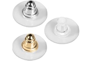 FineGood 150 pairs Bullet Clutch Earring Backs Clear and Rubber Earring Safety Pads - Silver, Gold, Clear