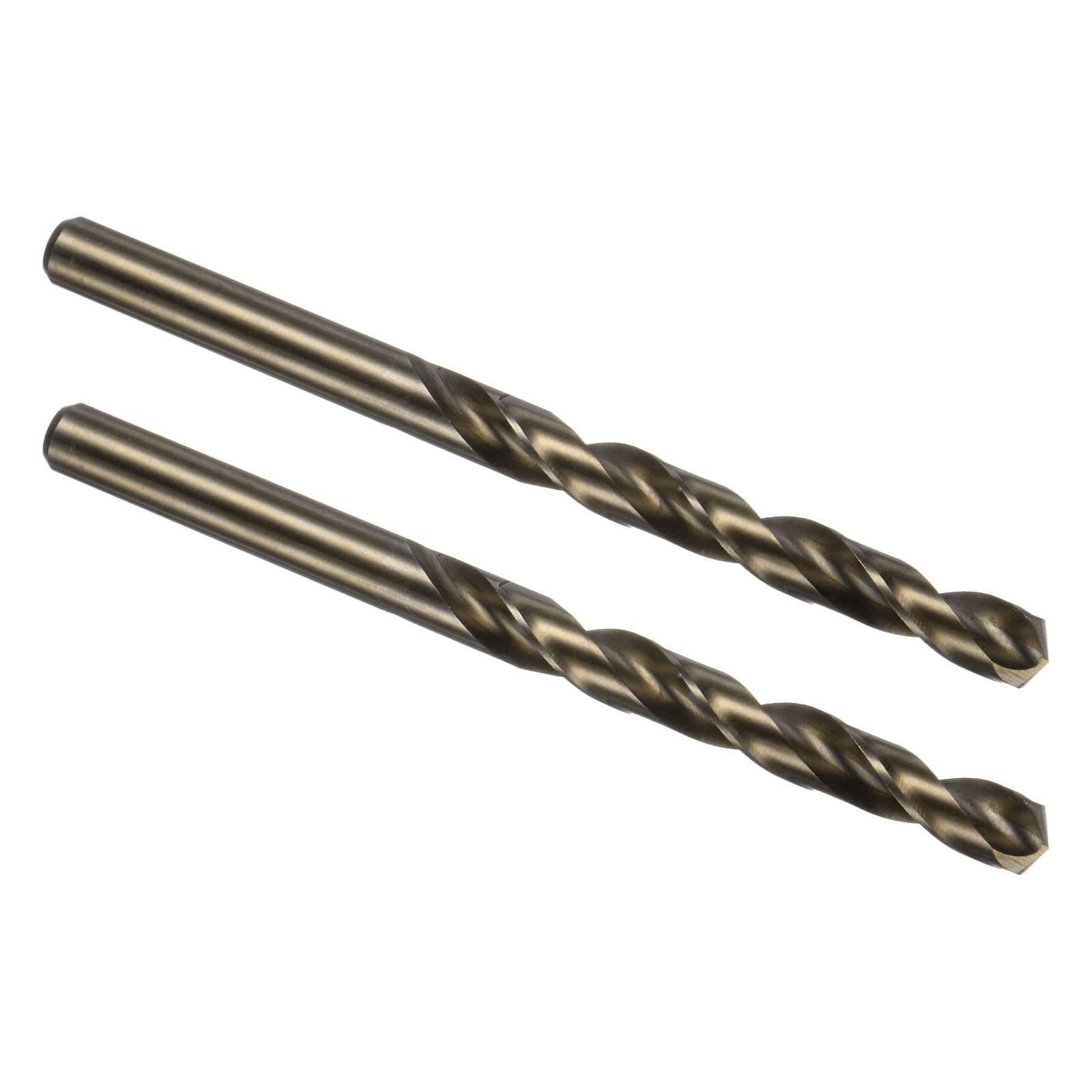 Kozelo 2PCS Twist Drill Bit - [8mm/0.31"] Titanium Plating M35 High-Speed Steel Cobalt Cobalt Round Shank Jobber Bit Set Gold for Metal Wood Plastic Steel Use, 75mm/2.95" Blade Length — image 1