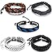 Aroncent 5pcs Mens Womens Leather Bracelet, Surfer Wrap Bangle, Fit 8-9 Inch Wrist