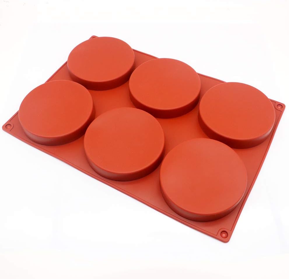 6Cavity Large Cake Mould Silicone Round Disc Resin Coaster Moulds Non
