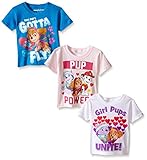 Paw Patrol Toddler Girls' 3-Pack T-Shirt Shirts, Blue/Pink/White, 4T