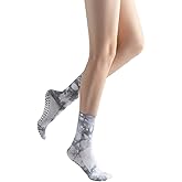Verdancy Yoga Pilates Socks with Grips for Women Non Slip Colorful Tie Dye Cushioned Crew Socks for Barre Ballet Dance