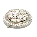 Generic Foldable 3D Handmade Engraved Compact Mirrors for Women Big Rhinestone White for Wedding Gifts