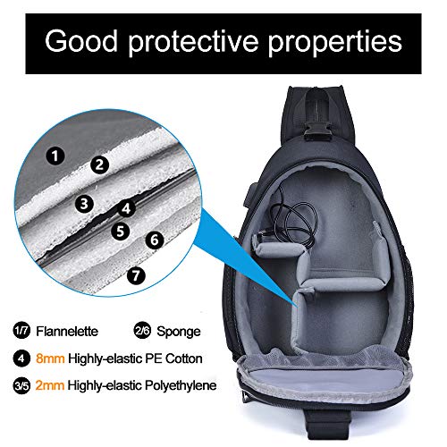 CADeN Camera Bag Sling Backpack, Camera Case Bag with USB Charging Port Compatible for DSLR/SLR