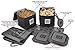Dog Travel Food Set for Medium + Large Dogs (Black) - 7 Pieces Including Collapsible Bowls, Carriers, Scooper, Place Mat, Bag