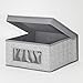mDesign Soft Stackable Fabric Closet Storage Organizer Holder Box - Clear Window, Attached Lid, for Child/Kids Room, Nursery - Textured Print - Small - Gray