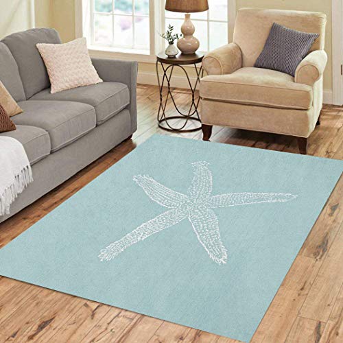 Vooft Nautical Area Rugs 3'x5' Starfish Fish Turquoise Anchor Weathered