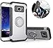 Samsung Galaxy S7 Phone Case, Ring Holder with Kickstand, for Magnetic Car Mount, 360 Rotation Shock-Absorption, Full-Body Rugged Holster Phone Cover Silver