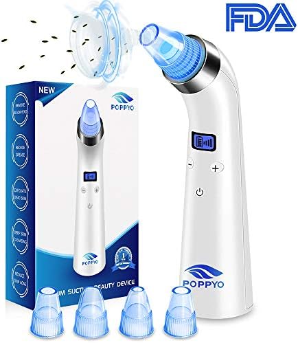 Blackhead Remover Pore Vacuum - Electric Blackhead Vacuum Cleaner Blackhead Extractor Tool Device Comedo Removal Suction Beauty Device with LED Display for Facial Skin Treatment by Poppyo