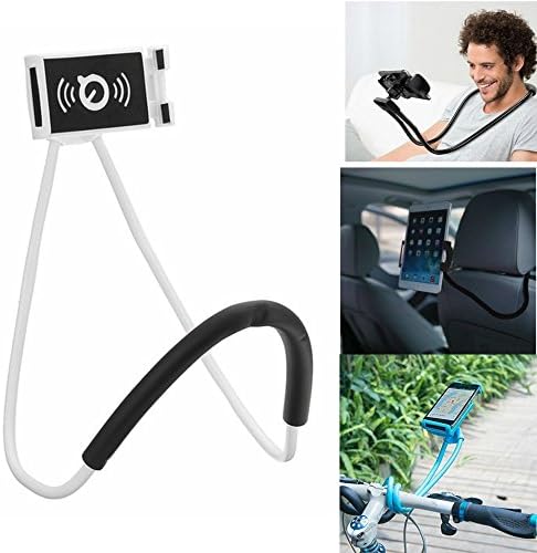 FlexMount Lazy Bracket Phone Holder (White) - Universal Hanging on Neck Lazy Phone Holder DIY Free Rotating Stand on Table Smart Multiple Functions Mobile Phone Mount Stand