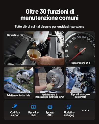 TOPDON TopScan Master Car Diagnosis, OBD2 Professional Bluetooth Diagnostic in Italian, Car Scanner for iOS and Android, 30+ Reset Services, Active Test, CAN FD&DoIP, FCA/Nissan/Renault SGW