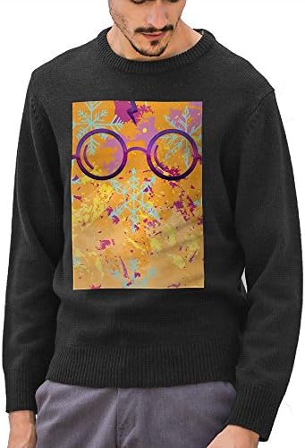 Harry Potter Glasses Mens Pullover Sweaters Round Neck Knitted Black