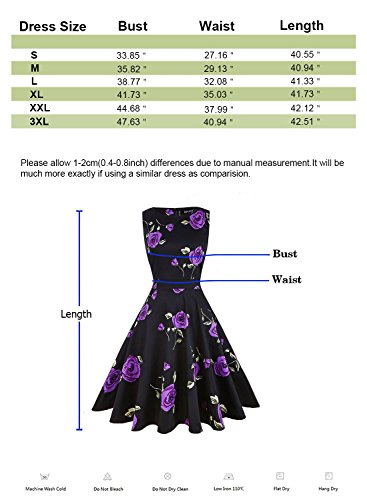OWIN Women's Vintage 1950's Floral Spring Garden Picnic Dress Party Cocktail Dress