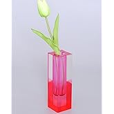HLYU Acrylic Vase, Bud Vase for Centerpieces, Maximalist Decor Cute Flowers Vases for Modern Home, Office, Bedroom, Living Room, Dining Table (Pink, Purple)