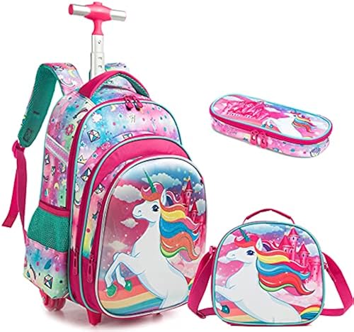 Girls Rolling Backpacks Kids Backpack With Wheels for School Bags