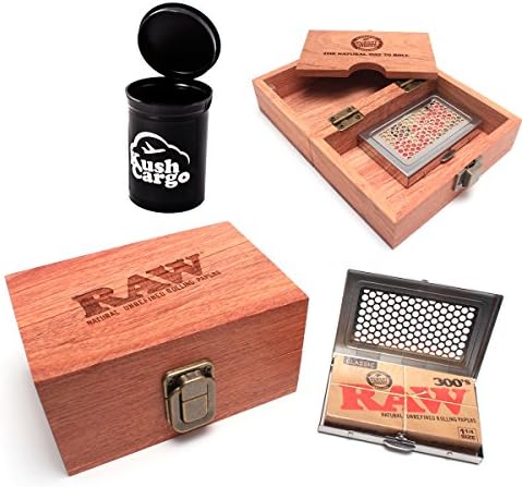 Raw Wood Box + Raw Shred Case Large 300 + Raw Rolling Papers 300 Pack
