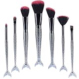 TTRWIN 7PCs Fashion Mermaid MakeUp Brushes Set Eyebrow Eyeliner Blush Foudation Cosmetic Tools