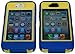 Multi Color Iphone 4 4S Body Armor Defender Silicone Hybrid Cove Hard Case, Three Layer Silicone PC Case Cover for iPhone 4 4S 4G, (Blue+Yellow)