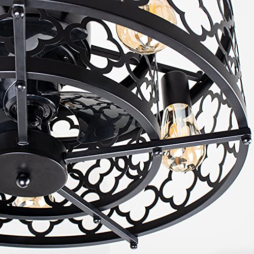 SUNVIE Caged Ceiling Fan with Lights Remote Control 21in industrial