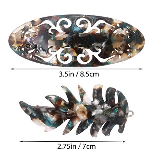 2PCS Medium Small Midnight Forest Leaf Barrettes Set Hair Accessories for Women