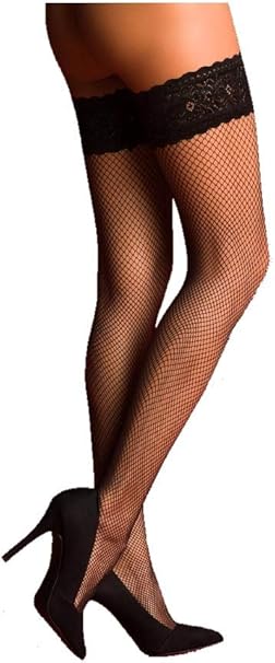 Art Of Life Berlin Aol Halterlose Strumpfe Aus Feinem Netzmaterial Mit Spitzenbesatz Gr Amazon De Bekleidung