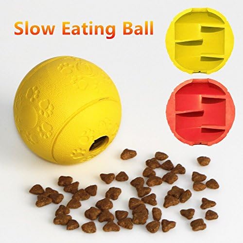 Pack of 2 Dog Toy Balls Slow Eating Interactive IQ Training, Playing, Chewing Ball Non-Toxic Sturdy Rubber Toys for Small, Medium Size Dog