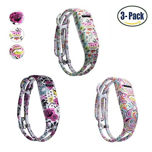 Hotodeal Replacement Bands for Fitbit Flex, Fashion Silicone Wristband Accessory, Colorful Band Design with Adjustable Metal Clasp, Prevent Tracker Falling Off, Cute Patterns, Comfortable, Pack of 3