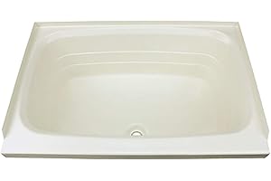 LIPPERT COMPONENTS Lippert Replacement 24" x 38" Parchment Bathtub with Center Drain, Scratch-Resistant ABS Acrylic for RVs, Travel Trailers, 5th Wheels, Motorhomes - P2438CDSPK