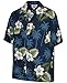 Pacific Legend Mens Floral Hibiscus and Palm Hawaiian Shirt