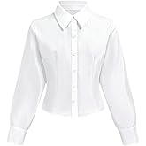 SOLY HUX Girl's Button Down Shirts Kids Long Sleeve Dress Shirt Uniform Blouse Tops