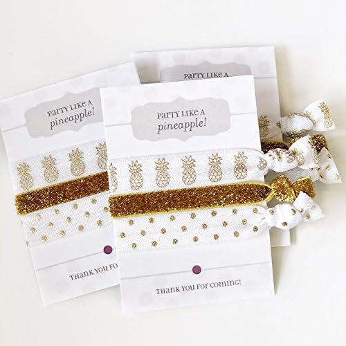 Plum Polka DotPineapple Party Favors, Hair Ties Bracelets, Luau Decorations, Tropical Birthday Supplies, Bridal Shower Decor, Destination Bachelorette (5 Pack)