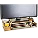 NADAMOO Monitor Stand Desktop Computer Monitor Riser Wooden Adjustable Monitor Riser With Storage 2 Shelves Desktop Organizer For Home Office Yellow