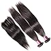 Unice Hair 3 Way Part 1pc 4x4 Lace Closure with Virgin Brazilian Straight Human Hair 3 Bundles Weaves Natural Color (12 14 16+10inch closure)