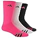 adidas Men's Cushioned Crew Socks (3-Pair), Solar Pink/White/Black, Large