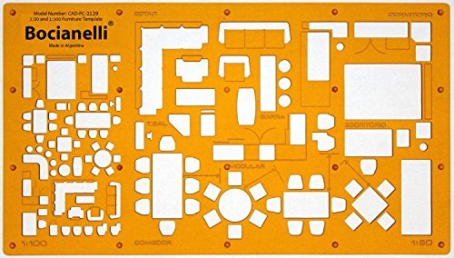 Metric 1:50 and 1:100 Scale Architect Design Drawing Template Stencil - Architectural Technical Drafting Supplies - Furniture Layout Symbols for House Interior Planning