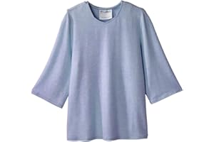 SILVERT'S ADAPTIVE CLOTHING & FOOTWEAR Women’s Open Back Adaptive Diamond Neck Top for Seniors - Super Soft 3/4 Long Sleeve Shirt