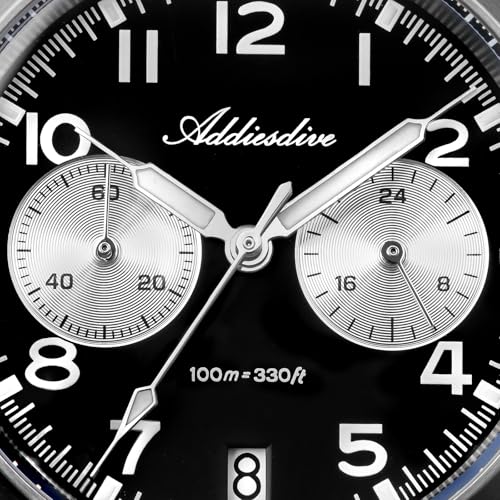 ADDIESDIVE 39 MM Chronograph Watch Panda Dial Quartz VK64 Movement Synthetic Sapphire Super Lume 100 M Mens Waterproof Watches Comfortable Nylon Strap