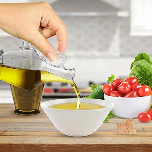 Tabletop Cruets Dispenser 9.5 oz. Oil and Vinegar Bottles Set of 2, with Handles and Removable Cork Lids