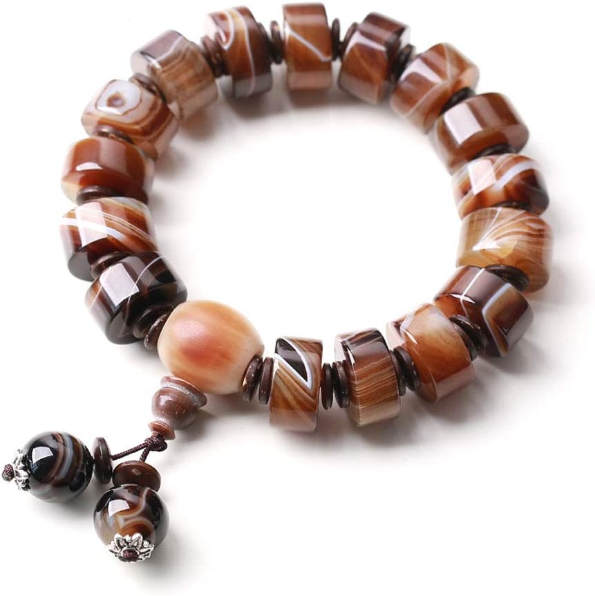 Jan Dee Natural Genuine Semi-Precious Sardonyx Agate Crystal Bracelet Prayer Beads