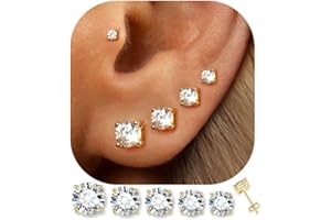 ÌF ME 5 Pairs 14K Gold Plated Stud Earrings for Women, Hypoallergenic Earring Sets for Multiple Piercing, Premium Cubic Zirconia Studs Earrings for Women