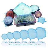 Silicone Stretch Lids Cover (Multi Size 6 pack) - Reusable Food Seal Wrap For Various Sizes Shapes of Bowls