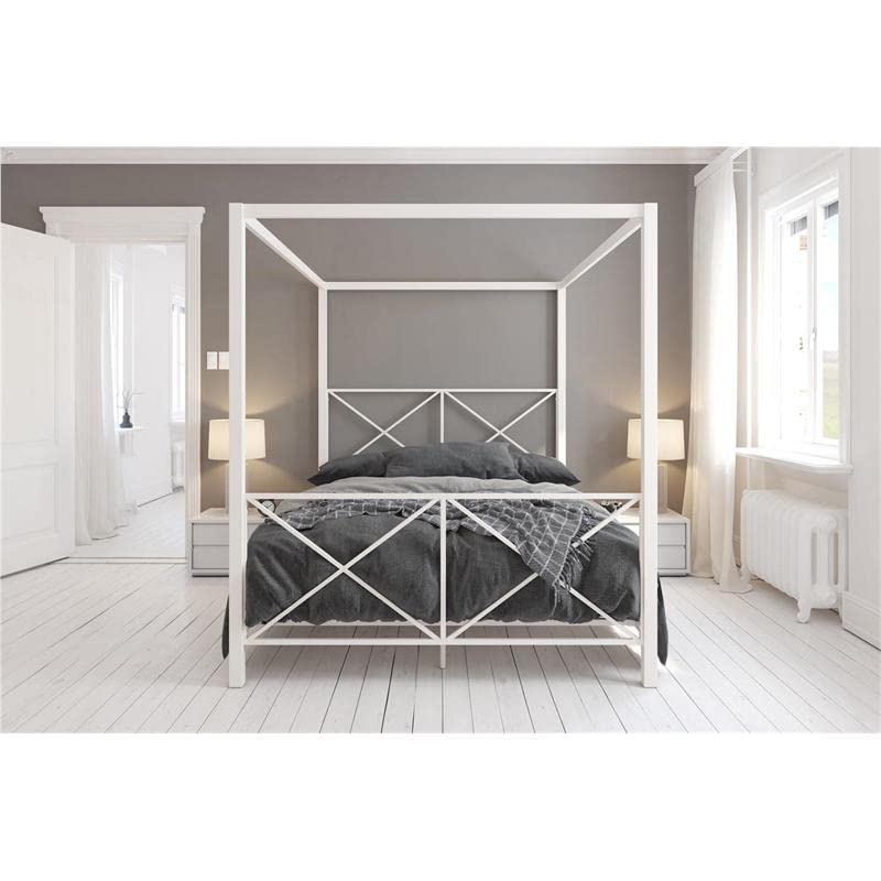 DHP Rosedale Metal Canopy Bed Frame with Four Poster Design and