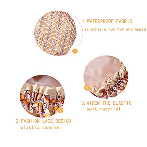 Waterproof Women Shower Cap Large Bath Cap Gutsdoor 4 PACK Double Layer Shower Hat Designed for all Hair Lengths and Thicknesse - Thumbnail 3