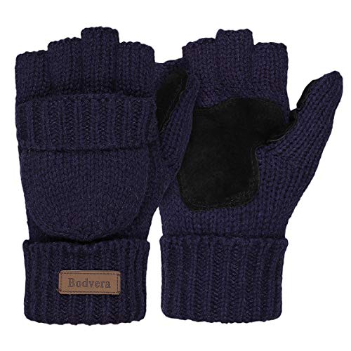 Bodvera Thermal Insulation Fingerless Texting Wool Gloves for