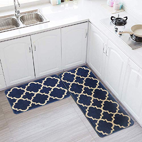 HEBE Kitchen Rug Set of 2 Pieces Non Slip Machine Washable Kitchen Rugs